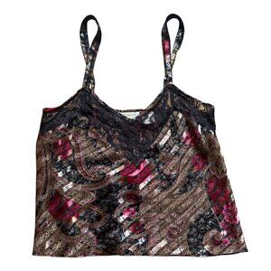 Victoria’s Secret: Vintage Brown Bronze Paisley Floral Lingerie Cami Top Size P